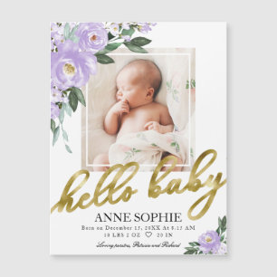 Tarjetas de Anuncio de Nacimiento con Foto Floral