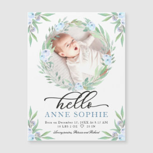 Tarjetas de Anuncio de Nacimiento con Foto Floral