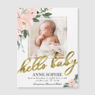 Tarjetas de Anuncio de Nacimiento con Fotos y Flor