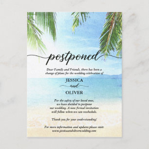 Tarjetas de Anuncio de Retraso de Boda en la Playa