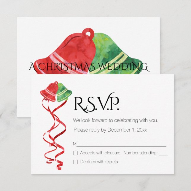 Tarjetas de Aquarela/Casamiento de Navidad/RSVP (Anverso / Reverso)