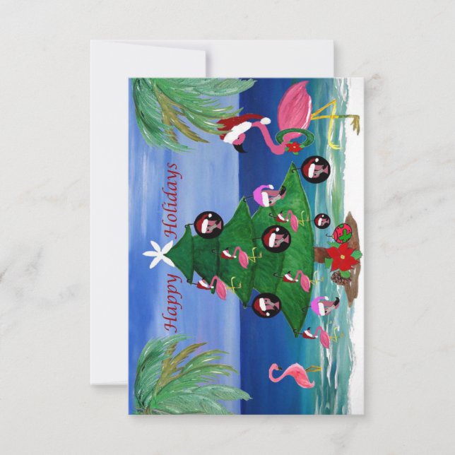 Tarjetas de árbol de Navidad de flamencos (Anverso)