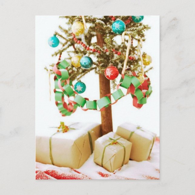 Tarjetas de árbol de navidad y Pegatinas antiguos (Anverso)