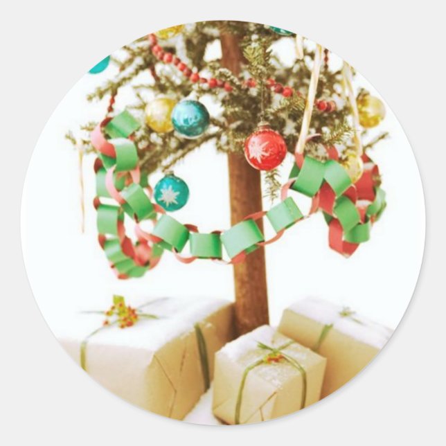 Tarjetas de árbol de navidad y Pegatinas antiguos (Anverso)