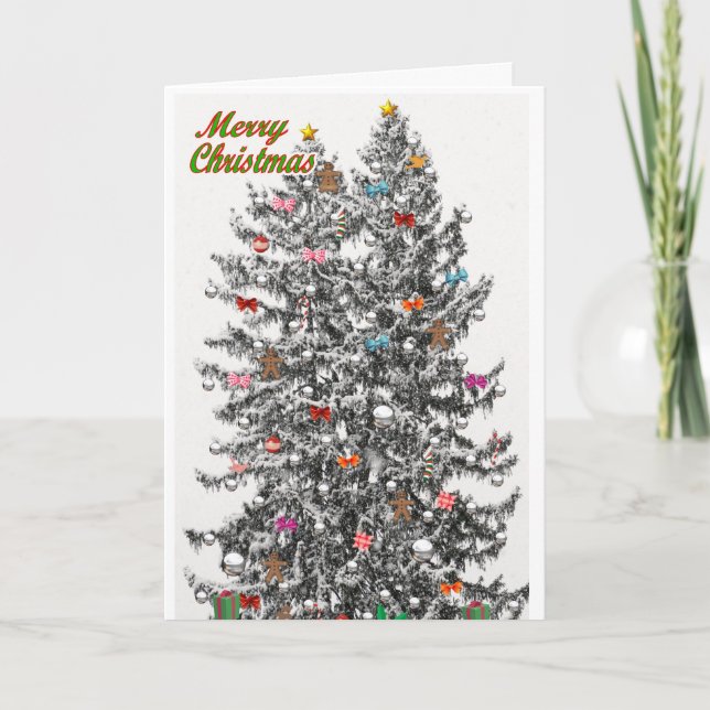 Tarjetas de árboles de Navidad nevados (Anverso)