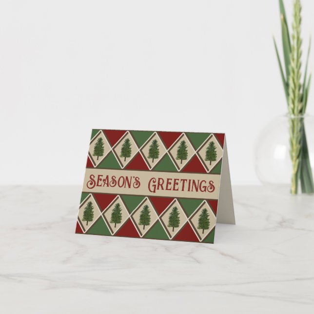 Tarjetas de árboles de pino y arlequín (Anverso)