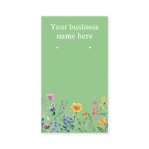 Tarjetas de arete verdes con flores silvestres