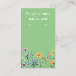 Tarjetas de arete verdes con flores silvestres