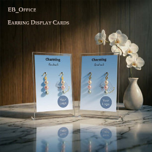 Tarjetas de Aretes con Colores Azules y Cara de Ch