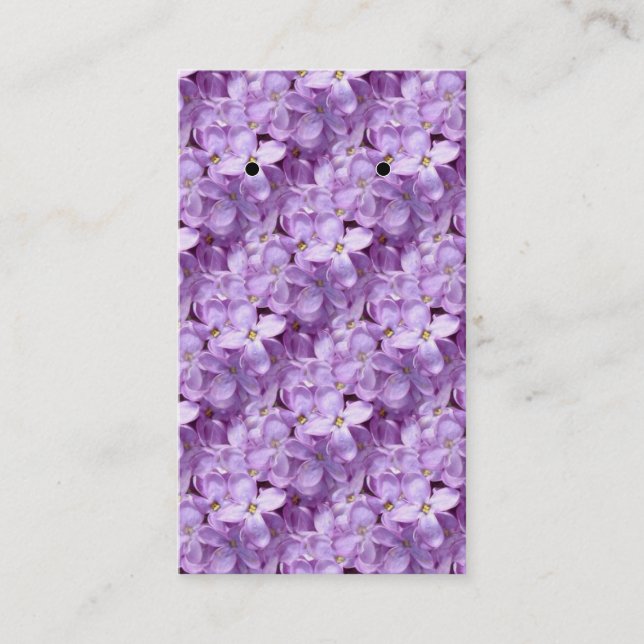 Tarjetas de aretes de flores de lilas púrpura (Anverso)