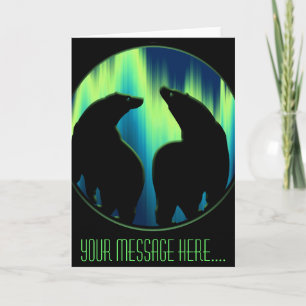 Tarjetas de Arte de Oso Polar Luces del Norte Tarj