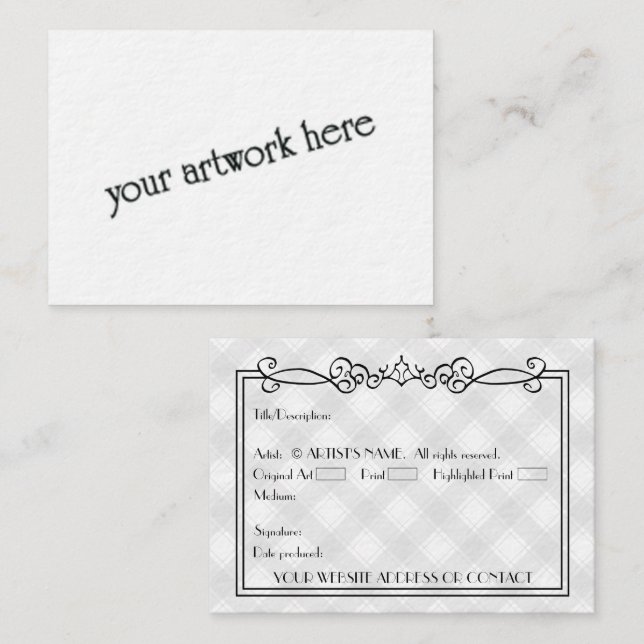 Tarjetas de arte miniatura de ACEO en blanco de ar (Anverso / Reverso)