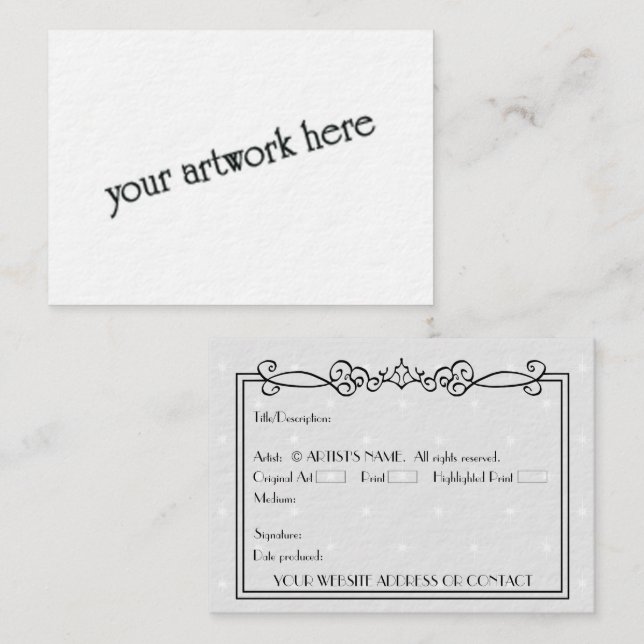 Tarjetas de arte miniatura de ACEO en blanco de ar (Anverso / Reverso)
