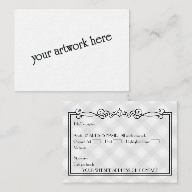 Tarjetas de arte miniatura de ACEO en blanco de ar (Anverso / Reverso)