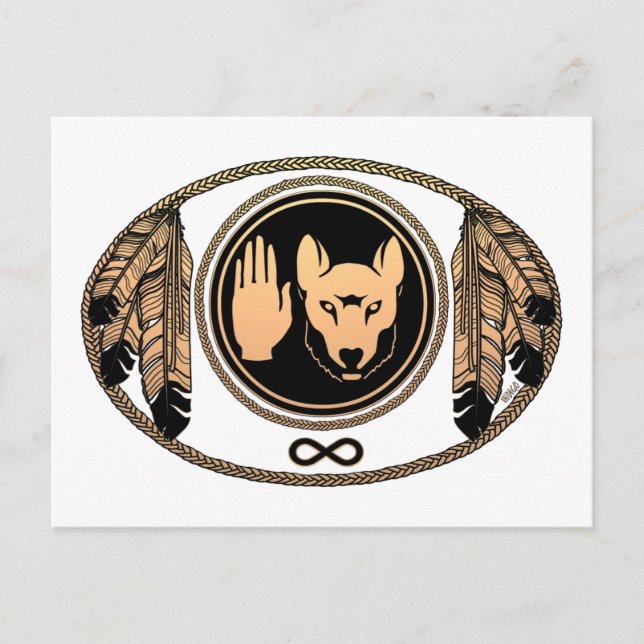 Tarjetas de arte nativas Wolf para las primeras na (Anverso)