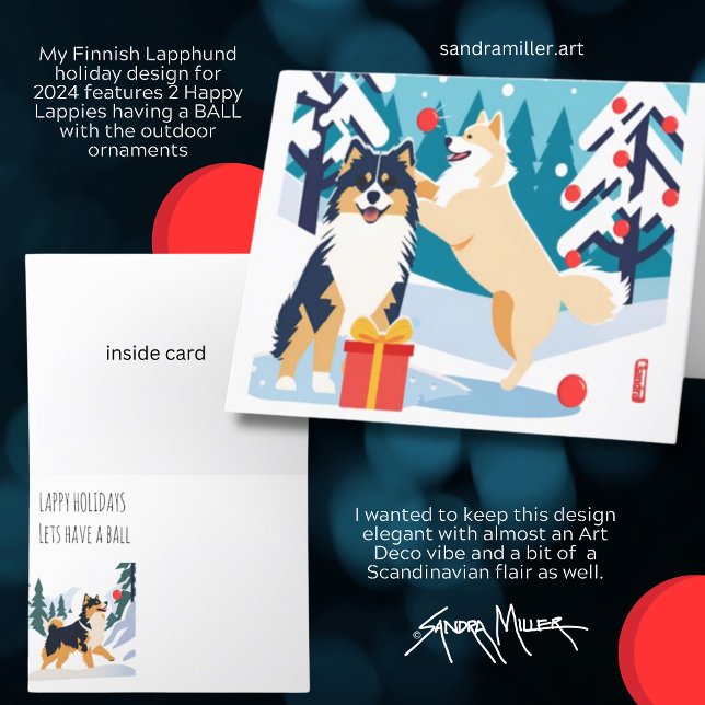 Tarjetas de arte navideño FINNISH LAPPHUND 2024 VI (Subido por el creador)