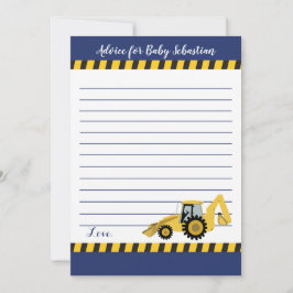 Tarjetas de asesoramiento Baby Shower de Backhoe B