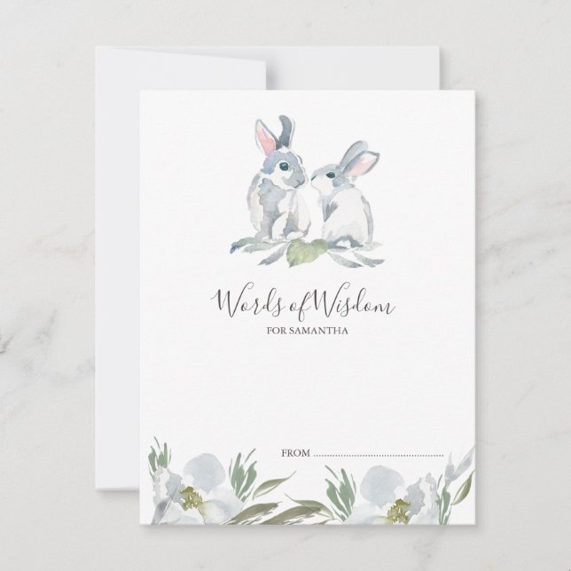 Tarjetas de asesoramiento Baby Shower de Conejo Co (Anverso)