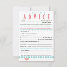 Tarjetas de asesoramiento de Baby Shower