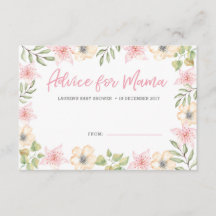 Tarjetas de asesoramiento de Baby Shower | Flores 