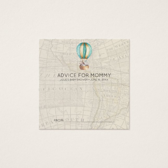 Tarjetas de asesoramiento de Baby Shower | Globo d (Anverso)