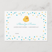 Tarjetas de asesoramiento de Baby Shower| Pato de 
