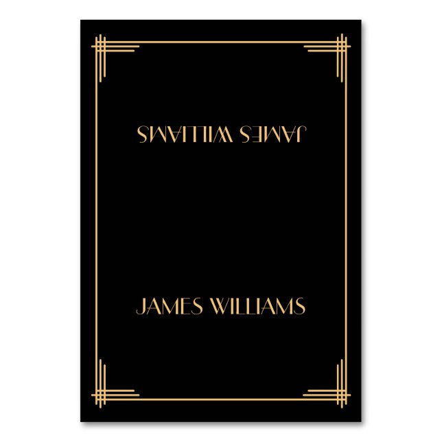 Tarjetas de asiento Art Deco negras vintage Great  (Anverso)