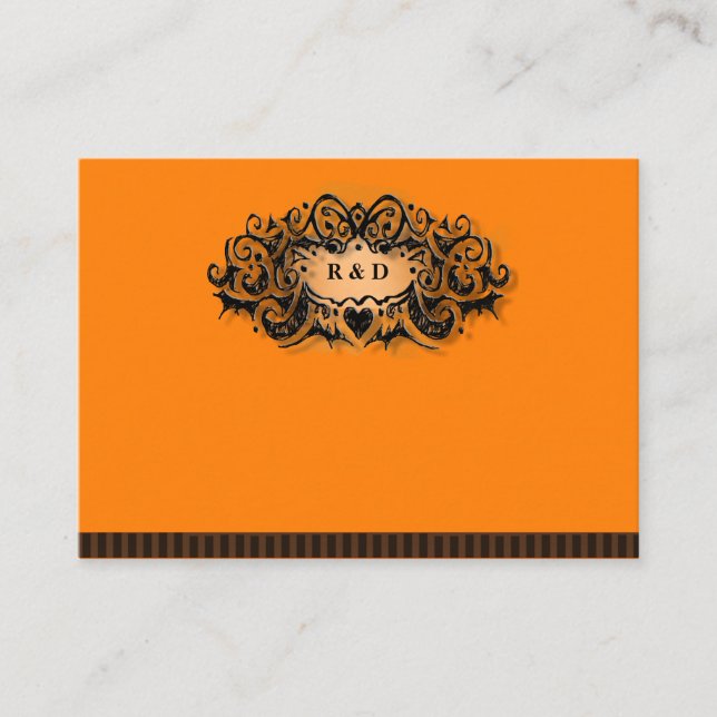 Tarjetas de asiento boda BLANK Naranja Halloween N (Anverso)