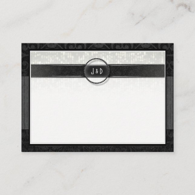 Tarjetas de asiento boda - Deco blanco y negro en  (Anverso)