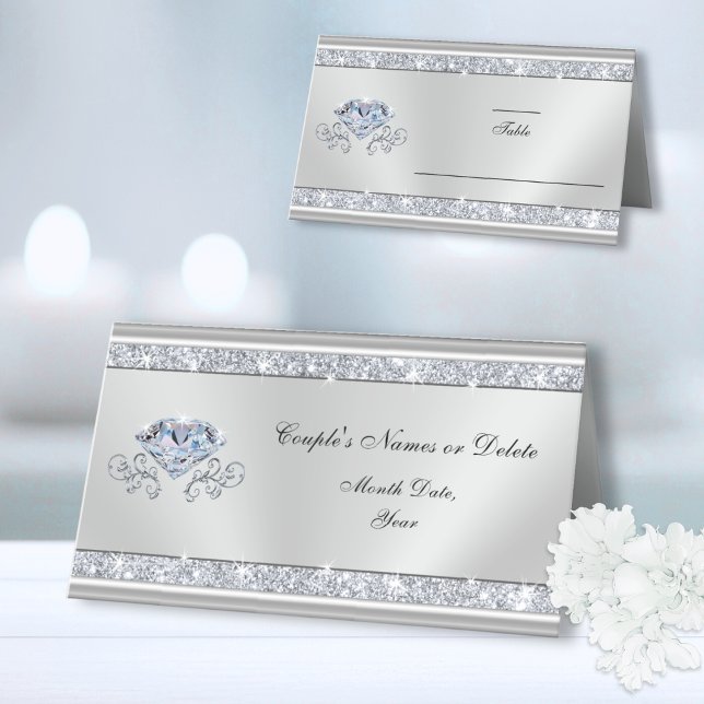 Tarjetas de asiento Boda, Diamante (Wedding Seating Cards. Diamond themed Wedding ideas. 60th wedding anniversary table decorations. )
