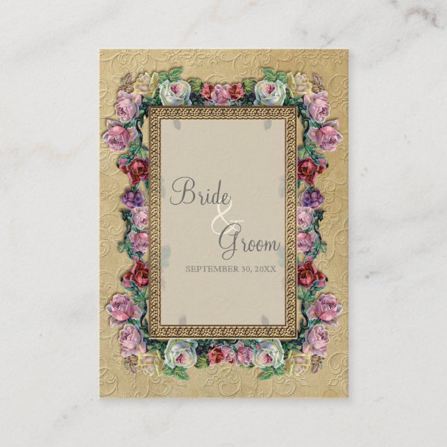 Tarjetas de asiento con estilo floral Gold Brocade (Anverso)
