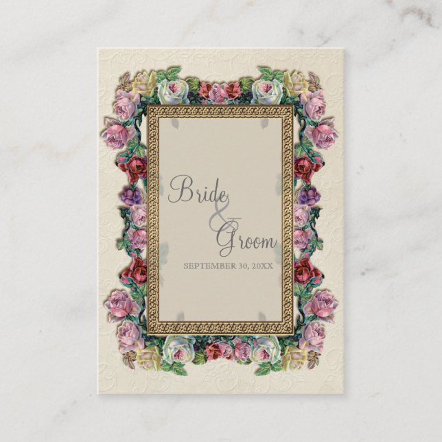 Tarjetas de asiento con estilo floral Gold Brocade (Anverso)