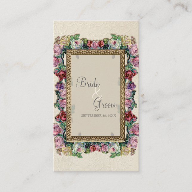 Tarjetas de asiento con estilo floral Gold Brocade (Anverso)