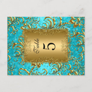 Tarjetas de asiento con número de mesa Damask Verd