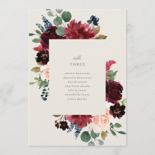 Tarjetas de asiento con número de mesa de eleganci