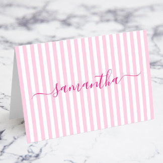 Tarjetas de Asiento con Rayas Rosadas y Blancas