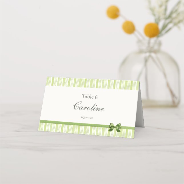 Tarjetas de Asiento con Rayas Verdes Retro y Prefe (Anverso)