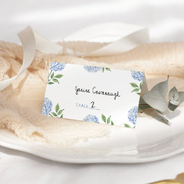 Tarjetas de asiento de boda de Hortensia Azul Simp