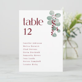 Tarjetas de Asiento de Boda de Invierno en Borgoña
