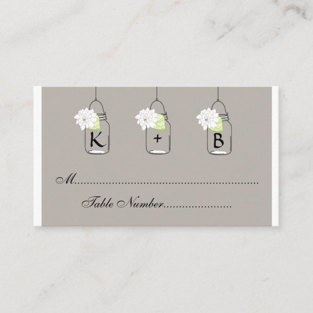 Tarjetas de asiento de Boda Mason Jar // Tarjetas  (Anverso)