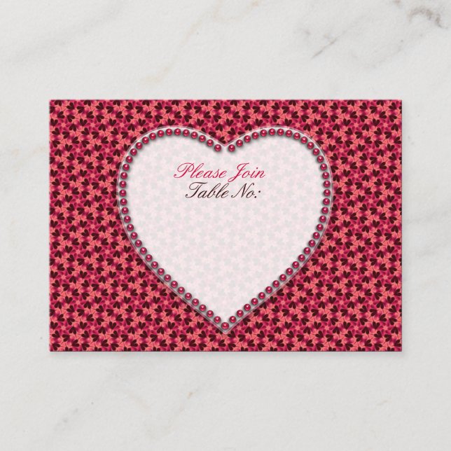 Tarjetas de asiento de mesa Boda de corazones rosa (Anverso)