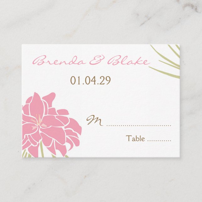 Tarjetas de asiento de mesa boda - Lirio tropical (Anverso)