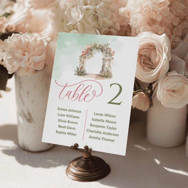 Tarjetas de Asiento de Mesa de Boda con Arco Flora (Romantic Floral Arch Wedding Table Cards Seating)