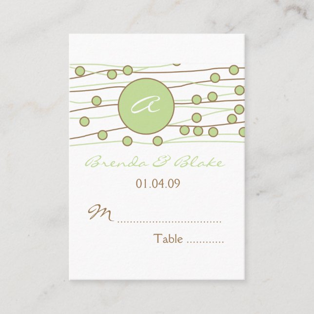 Tarjetas de asiento de mesa de Boda de monograma v (Anverso)