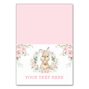 Tarjetas de asiento de mesa de conejo rosado de pa