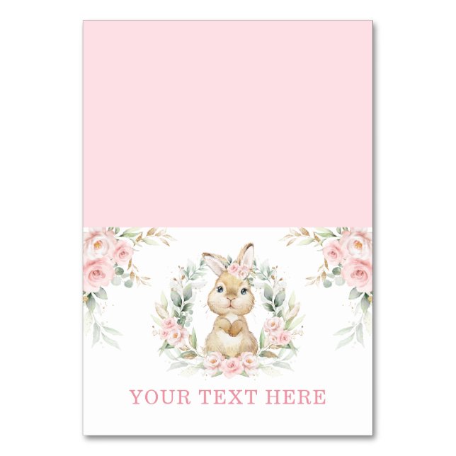 Tarjetas de asiento de mesa de conejo rosado de pa (Anverso)