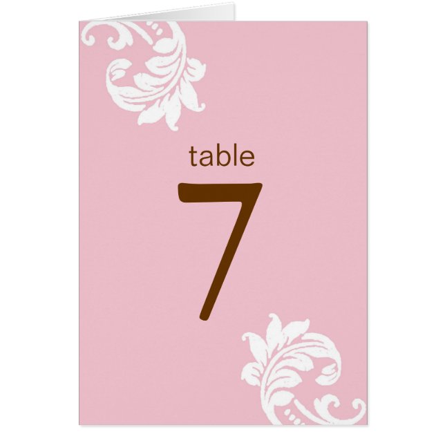 Tarjetas de asiento de mesa de damasco rosa (Frente)