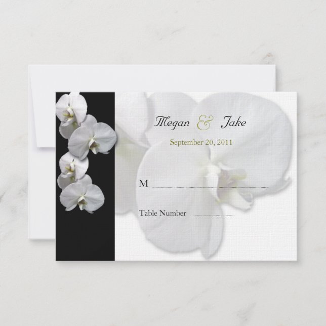 Tarjetas de asiento de mesa de orquídeas blancas (Anverso)