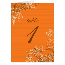 Tarjetas de asiento de mesa floral naranja y marró