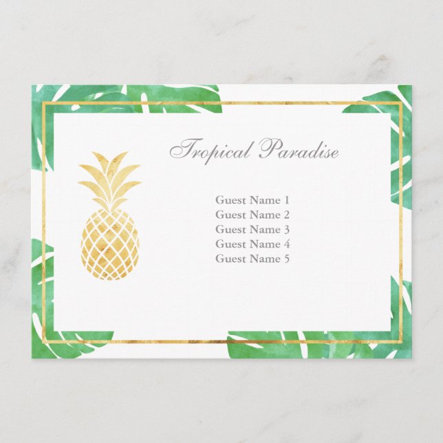 Tarjetas de asiento de oro de piña tropical (Anverso)